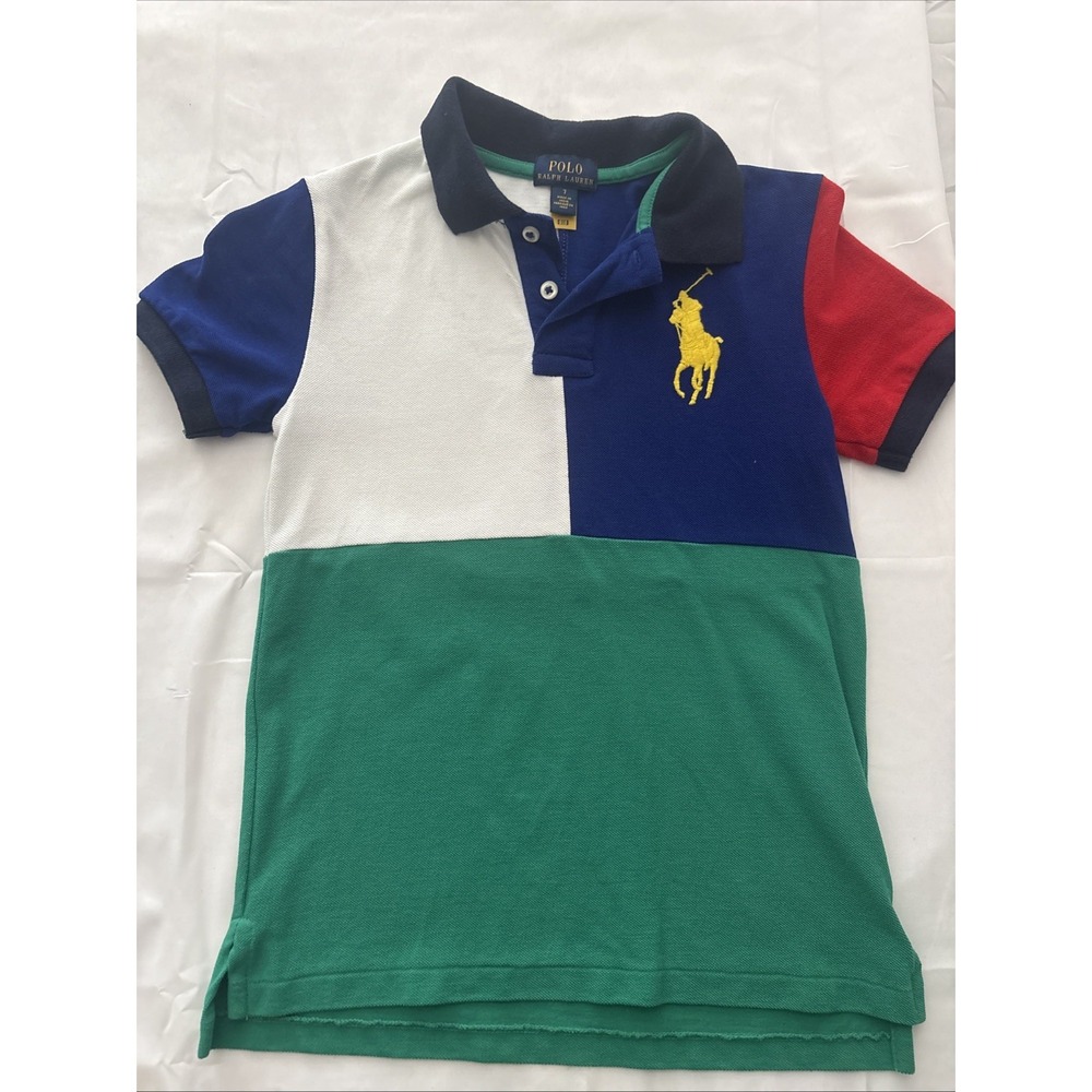Polo Ralph Lauren Boys Polo Short Sleeve Shirt Size 7 Big Pony Colorful